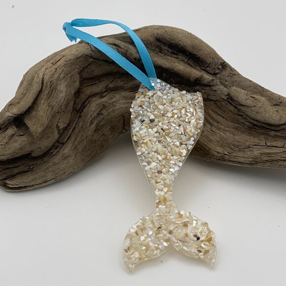 Set of 2 Acrylic Mermaid Tail Ornaments-Handcrafted-New! - Picture 4 of 5